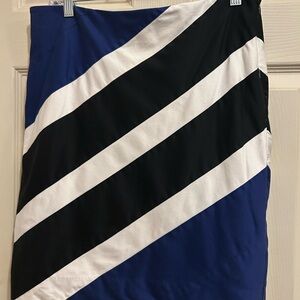 White House| Black Market Black, Blue, and White Striped Pencil Skirt - size 8